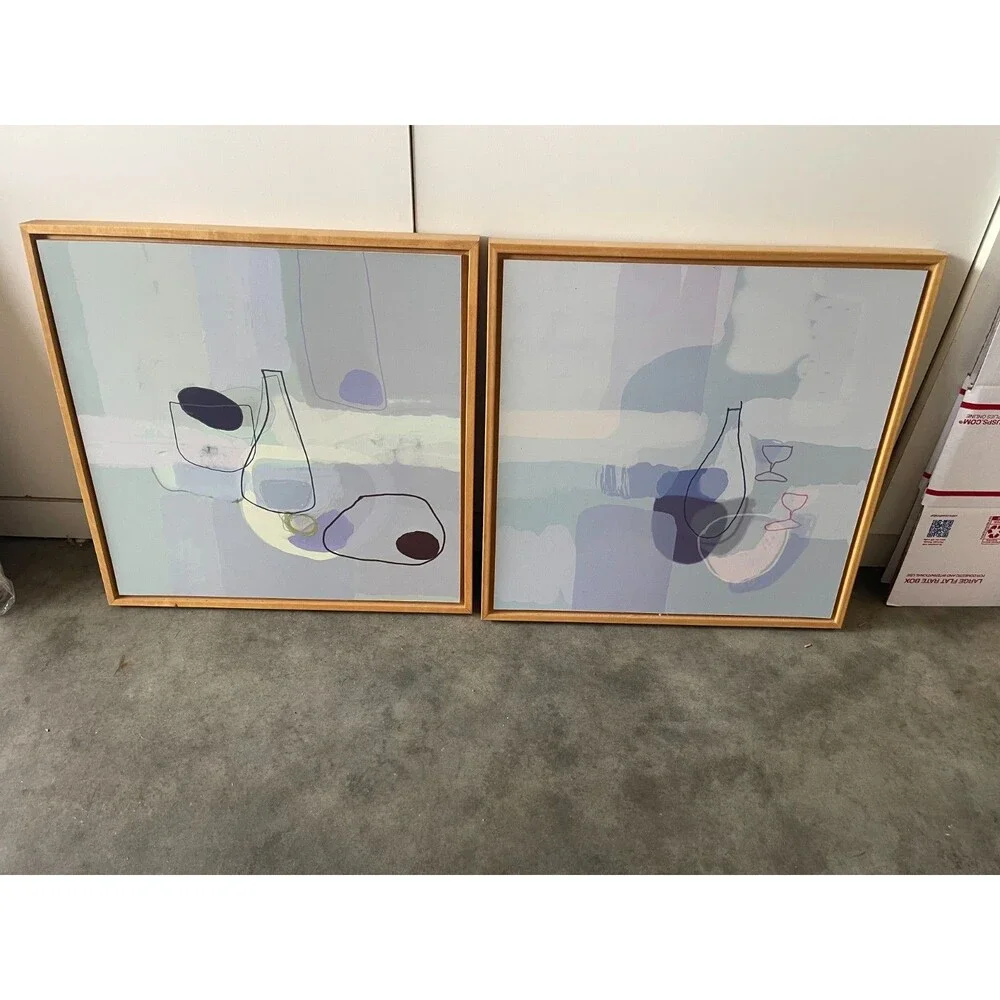 2x Vintage Ikea painting photo abstract art for kitchen 16x16